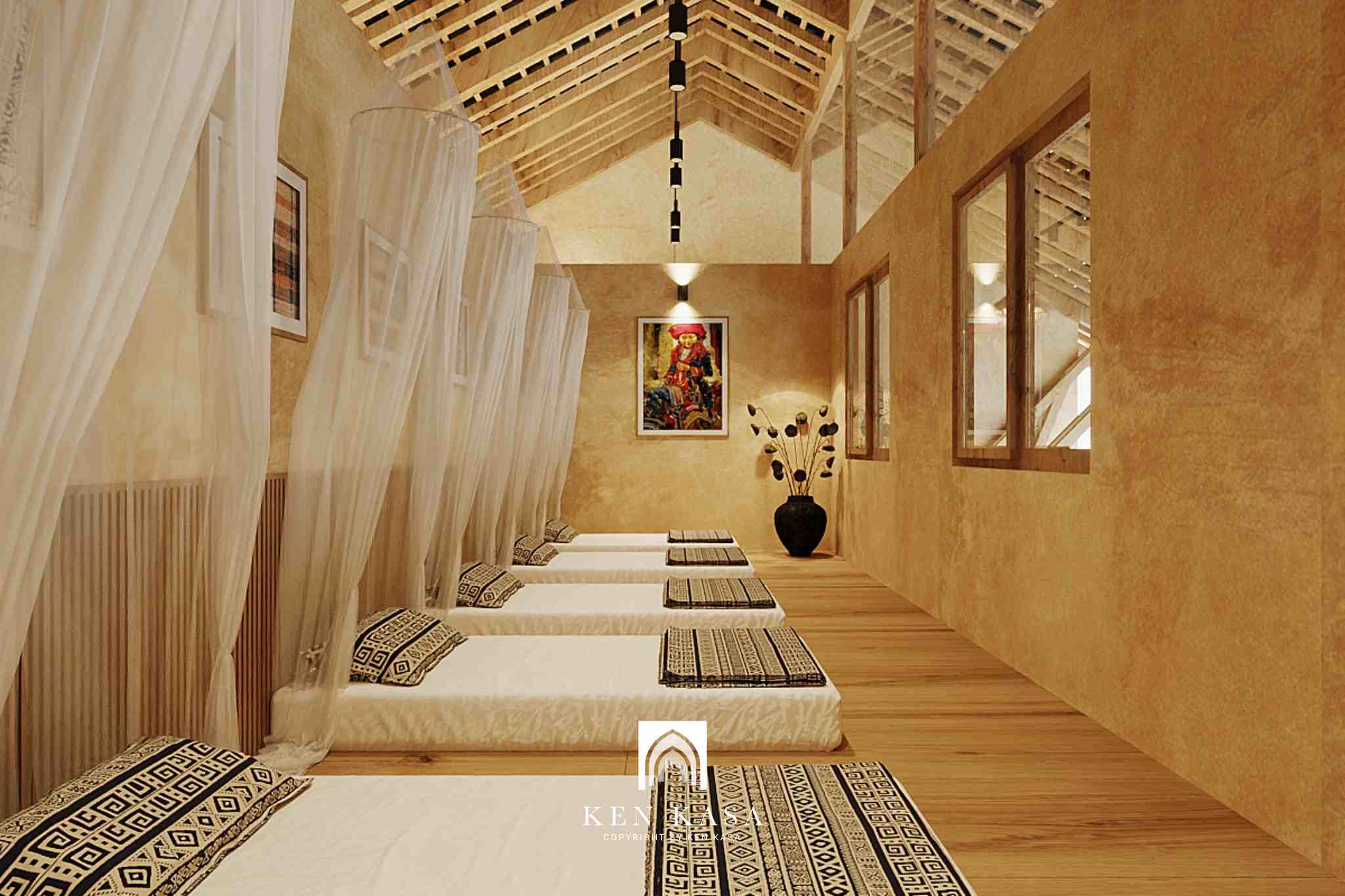Không gian phòng Dorm trên tầng 2 khu nhà chính